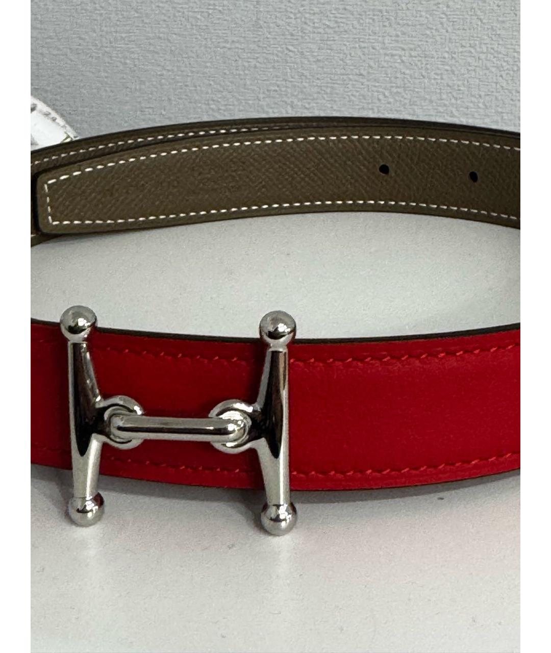 HERMES Красный кожаный ремень, фото 2