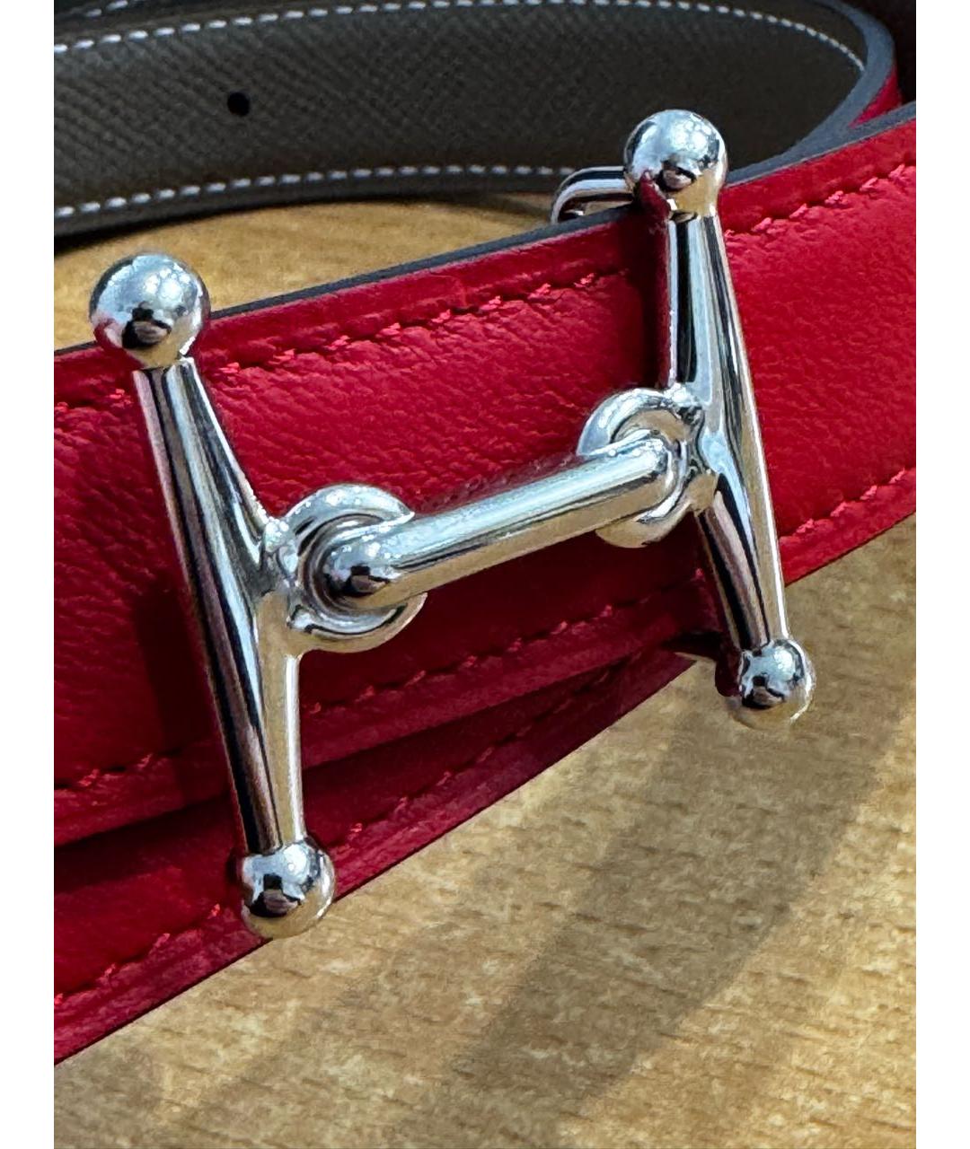 HERMES Красный кожаный ремень, фото 4