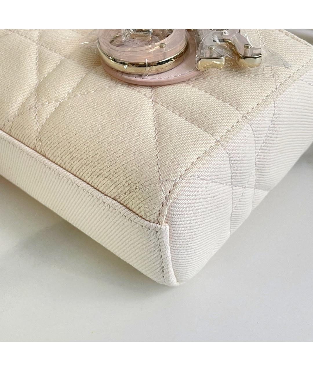 CHRISTIAN DIOR Белая деним сумка с короткими ручками, фото 5