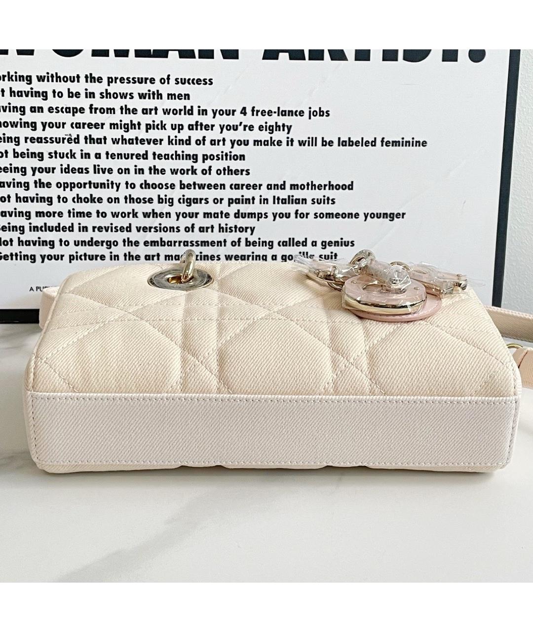 CHRISTIAN DIOR Белая деним сумка с короткими ручками, фото 4