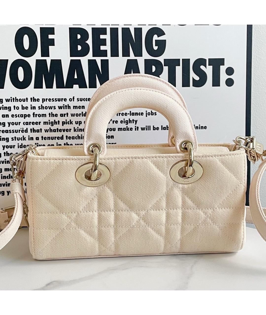 CHRISTIAN DIOR Белая деним сумка с короткими ручками, фото 3