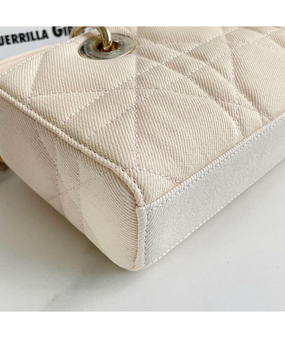 CHRISTIAN DIOR Белая деним сумка с короткими ручками, фото 7