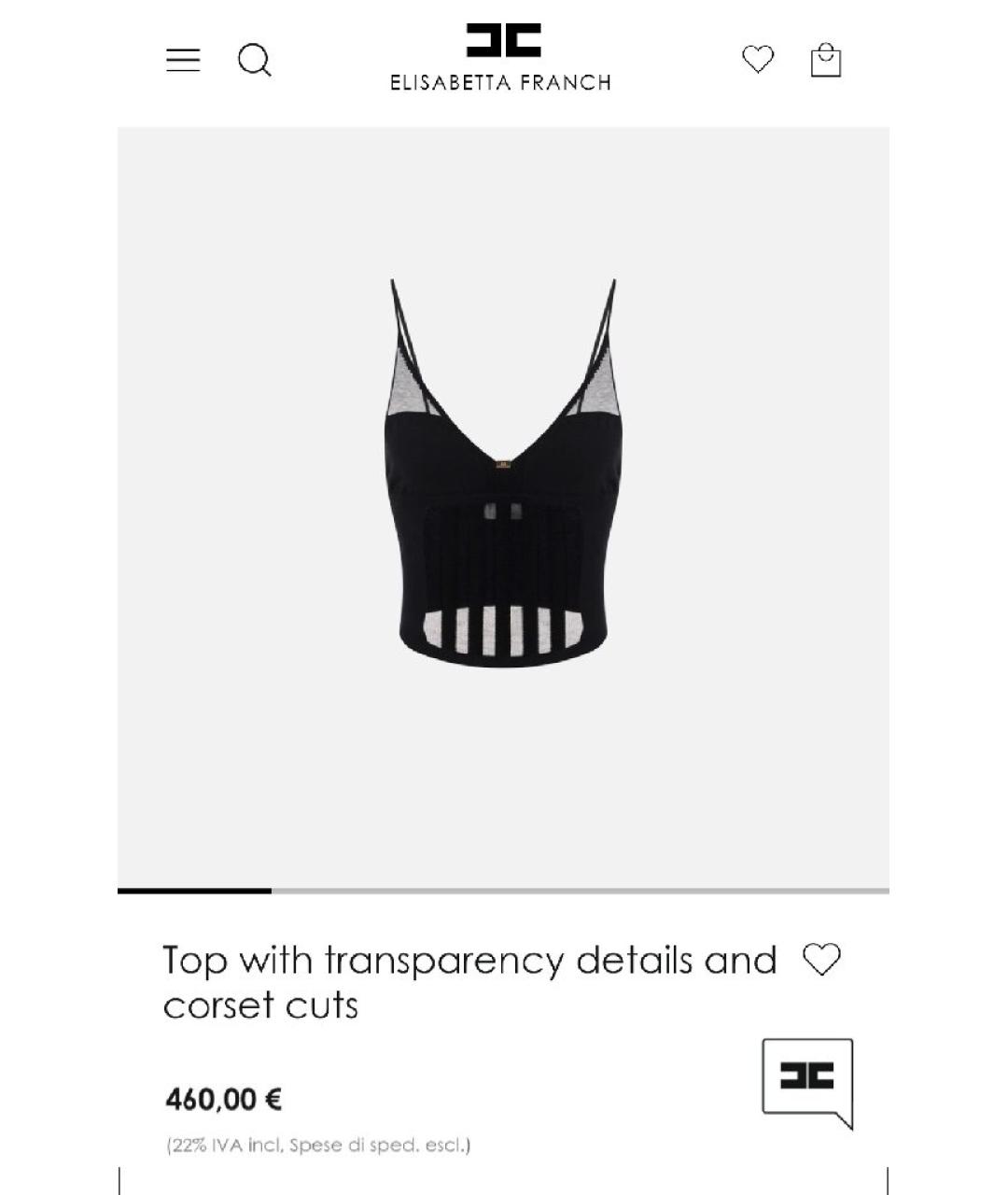 ELISABETTA FRANCHI Черный вискозный корсет, фото 2