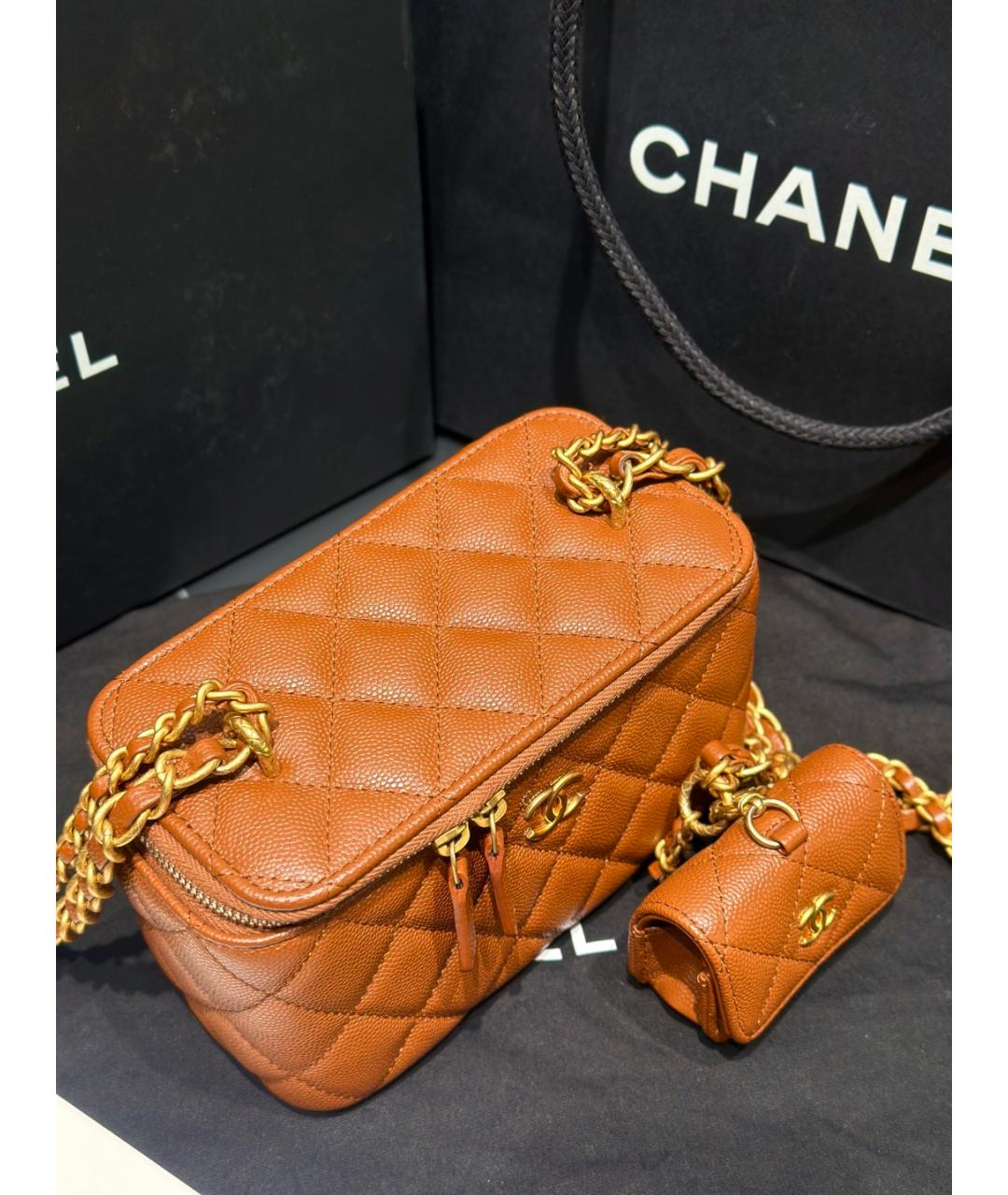 CHANEL Коричневая кожаная сумка через плечо, фото 5