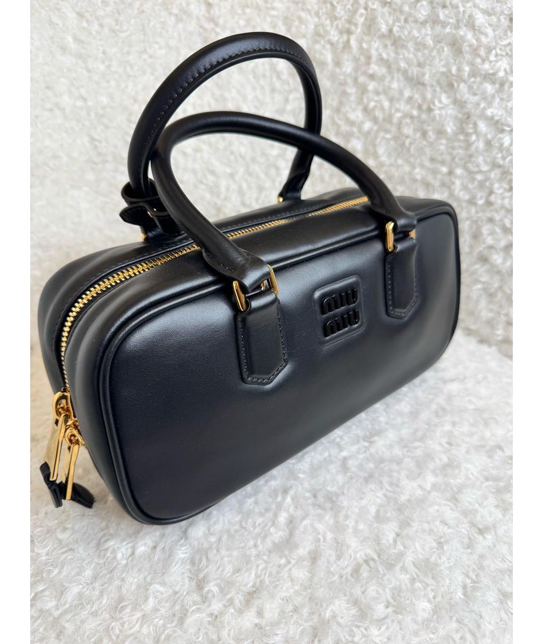 MIU MIU Черная кожаная сумка с короткими ручками, фото 4