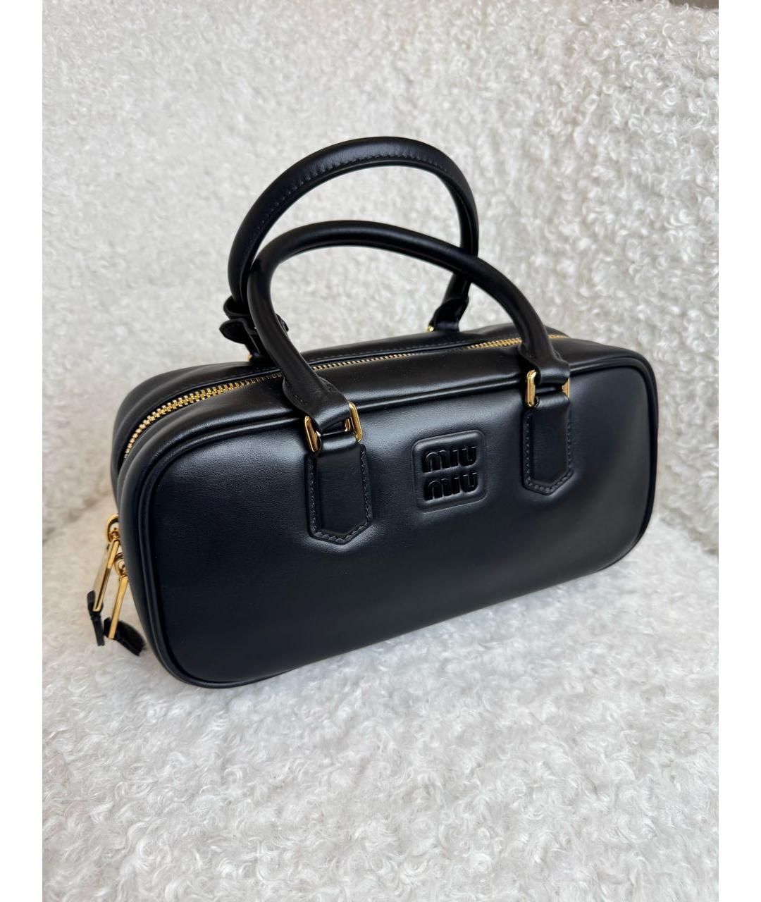 MIU MIU Черная кожаная сумка с короткими ручками, фото 6