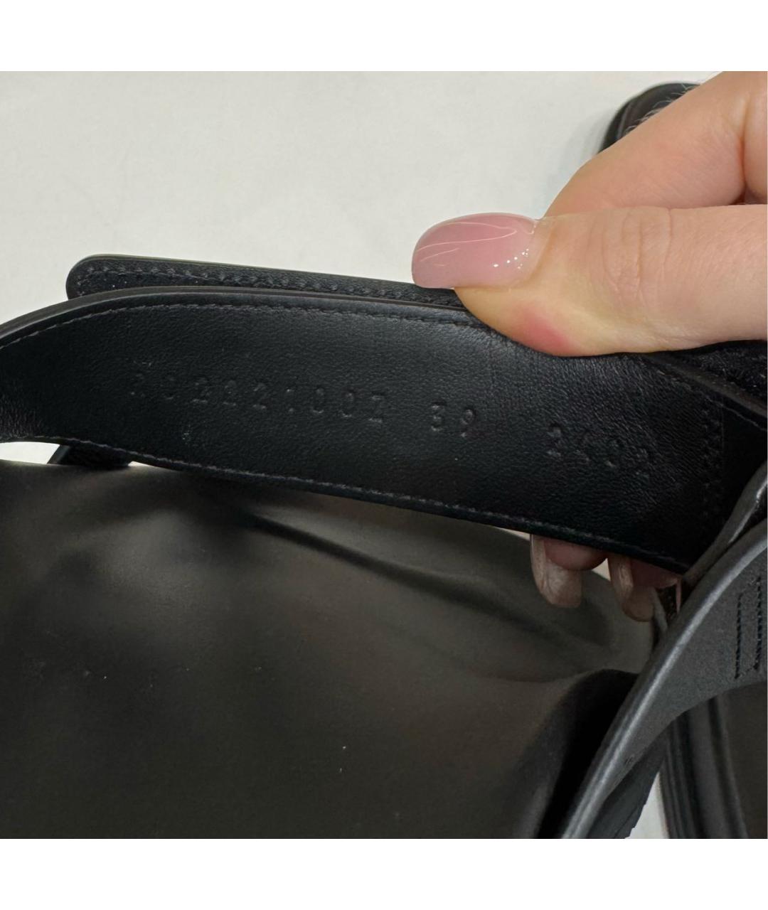 HERMES Черные кожаные шлепанцы, фото 5