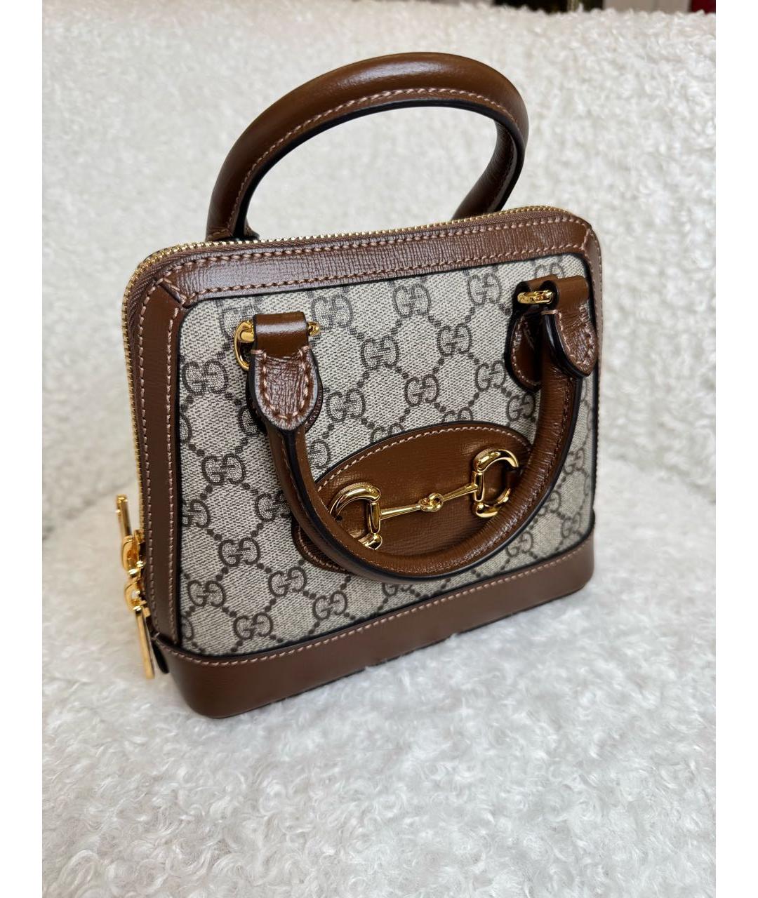 GUCCI Коричневая кожаная сумка с короткими ручками, фото 5