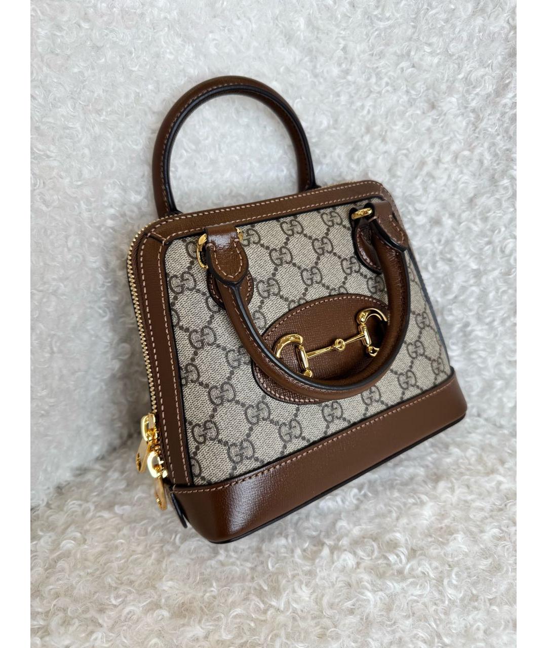 GUCCI Коричневая кожаная сумка с короткими ручками, фото 4