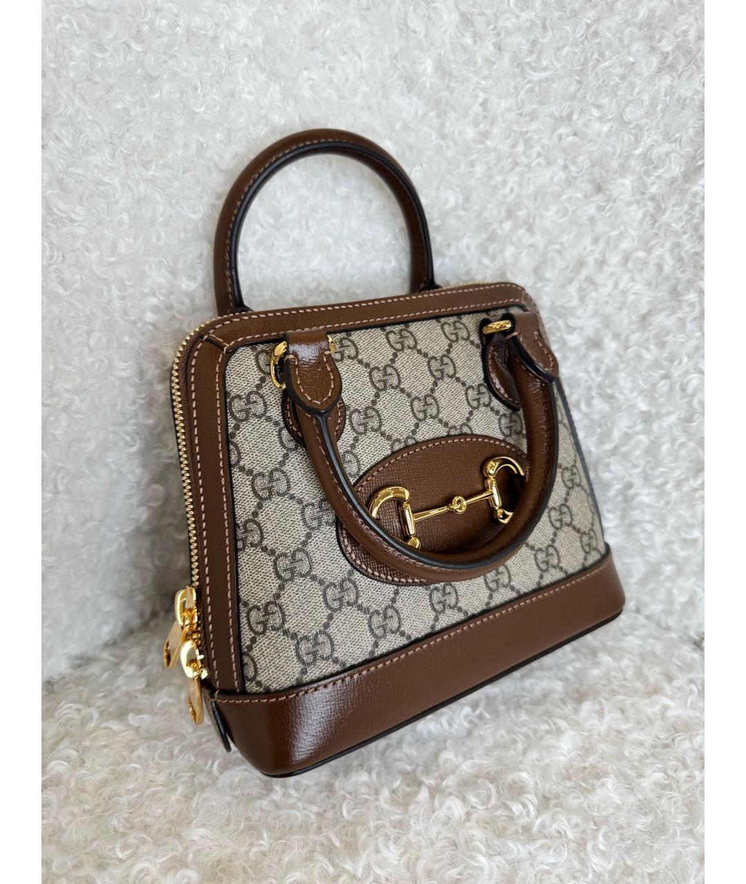 GUCCI Коричневая кожаная сумка с короткими ручками, фото 3