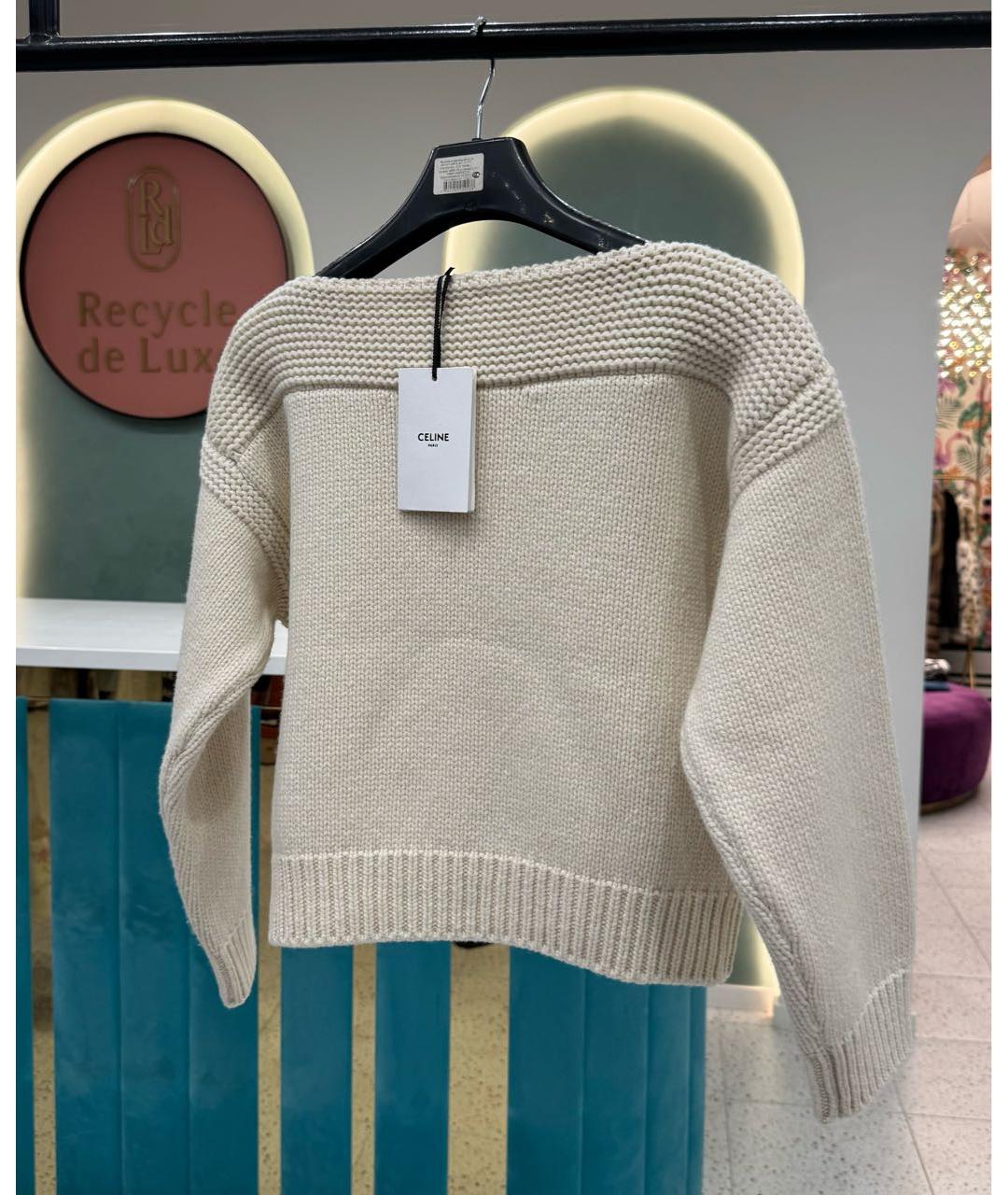 CELINE Бежевый шерстяной джемпер / свитер, фото 2