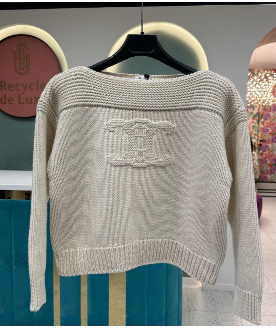 CELINE Бежевый шерстяной джемпер / свитер, фото 9