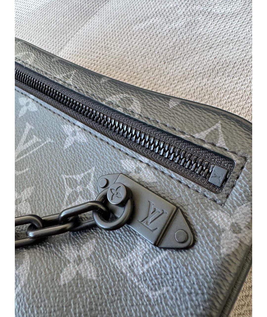 LOUIS VUITTON Серая кожаная барсетка, фото 2