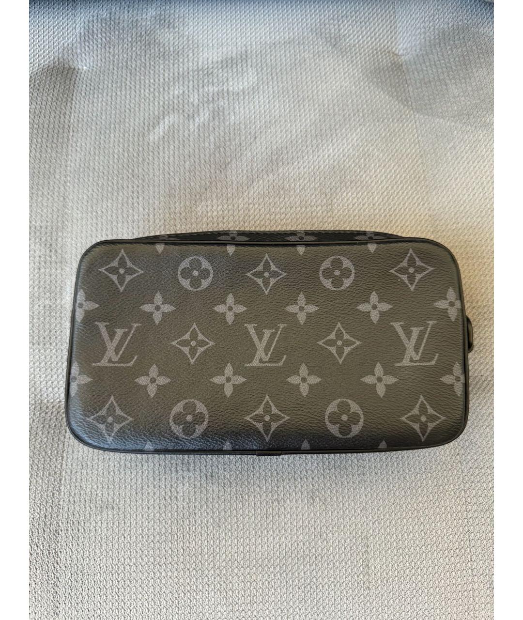 LOUIS VUITTON Серая кожаная барсетка, фото 3