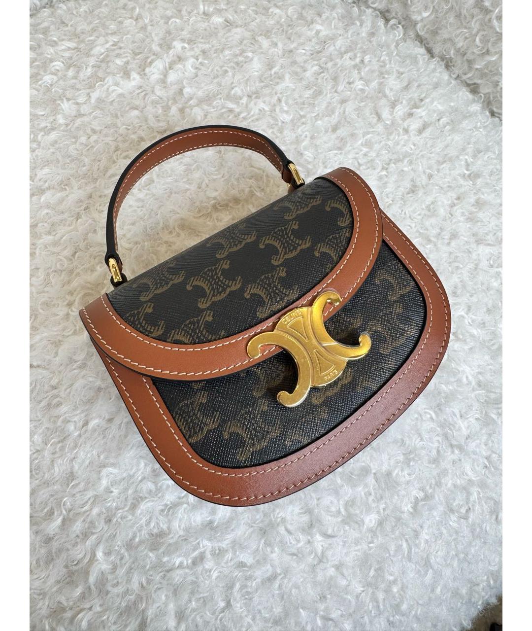 CELINE Мульти кожаная сумка с короткими ручками, фото 6