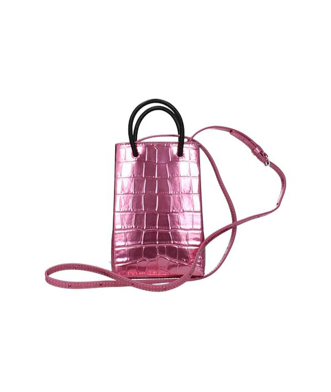 BALENCIAGA Розовая кожаная сумка через плечо, фото 4