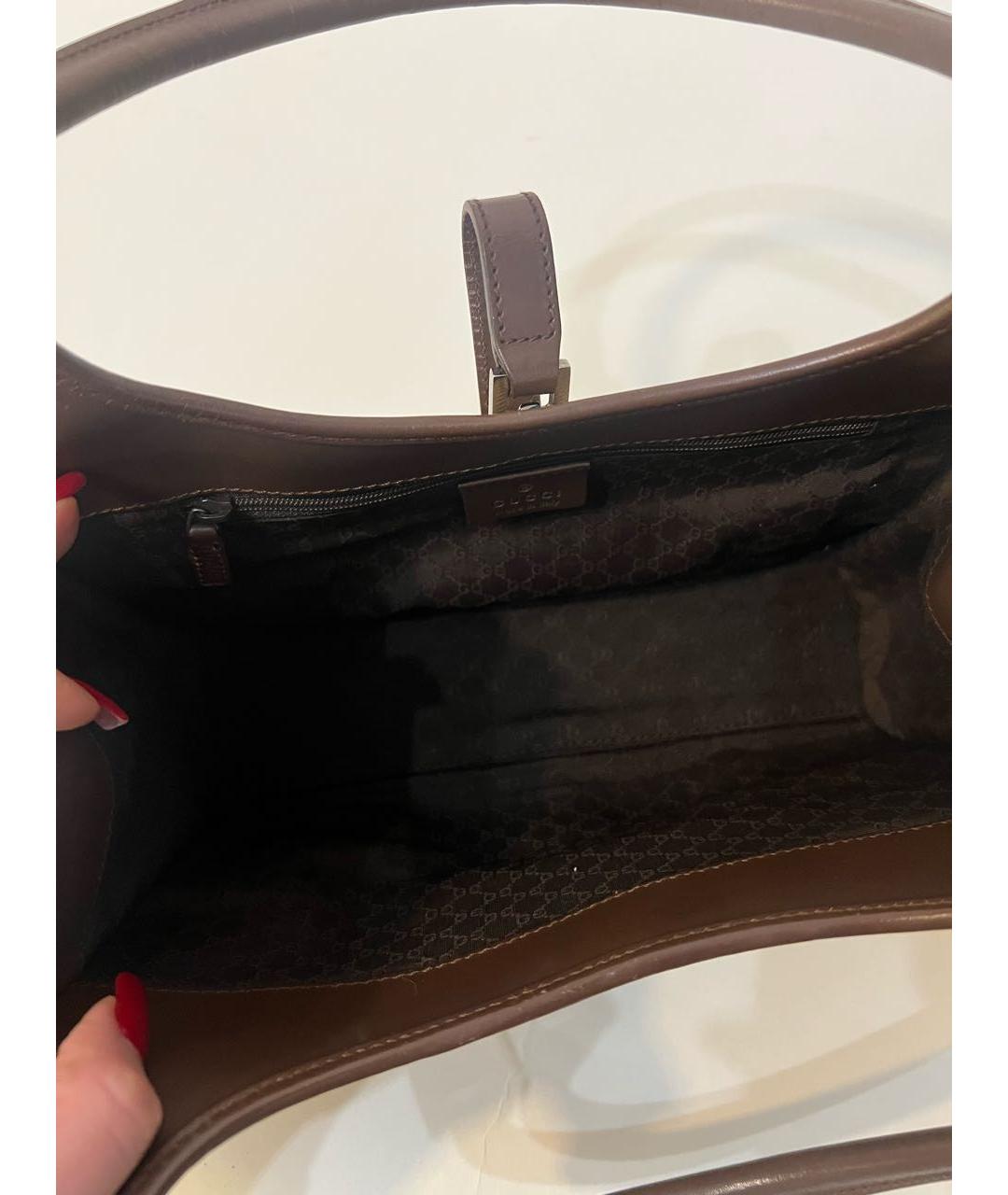 GUCCI Коричневая жаккардовая сумка через плечо, фото 4