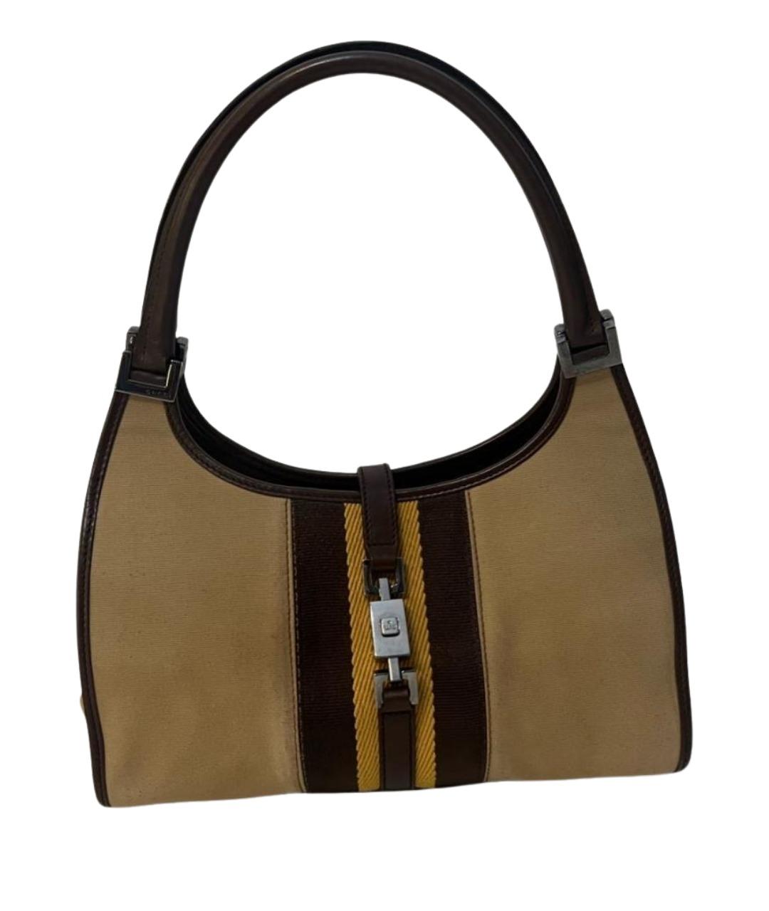 GUCCI Коричневая жаккардовая сумка через плечо, фото 1