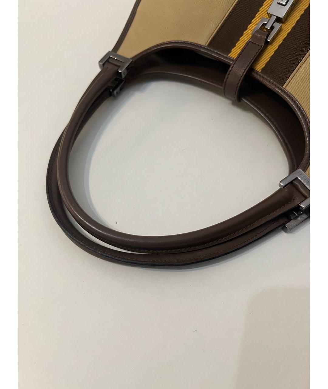 GUCCI Коричневая жаккардовая сумка через плечо, фото 3