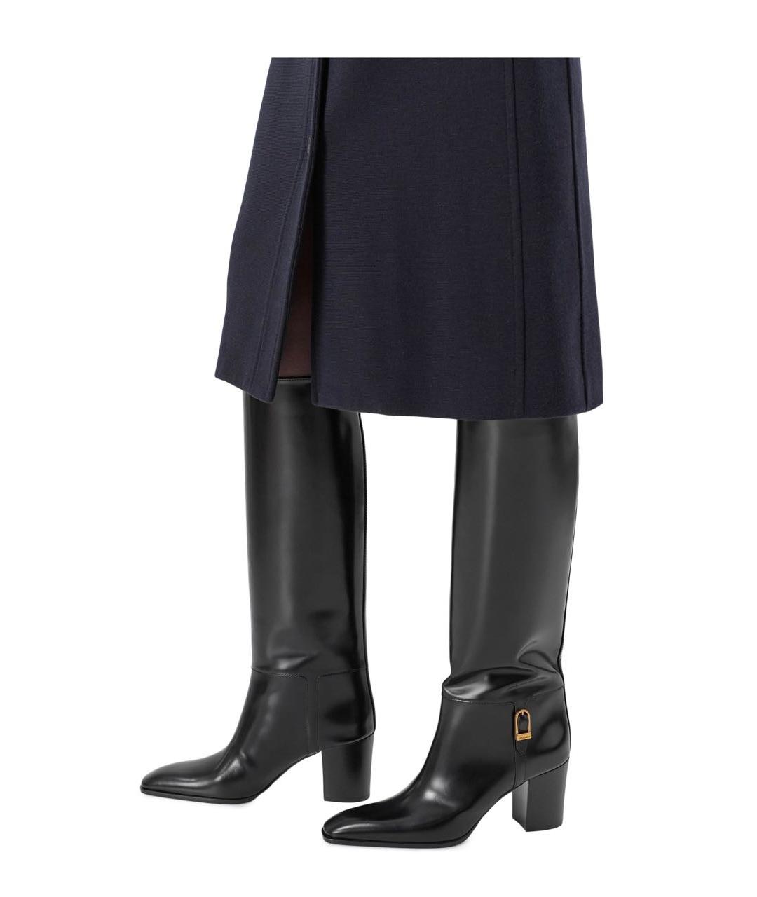 SAINT LAURENT Черные кожаные сапоги, фото 3