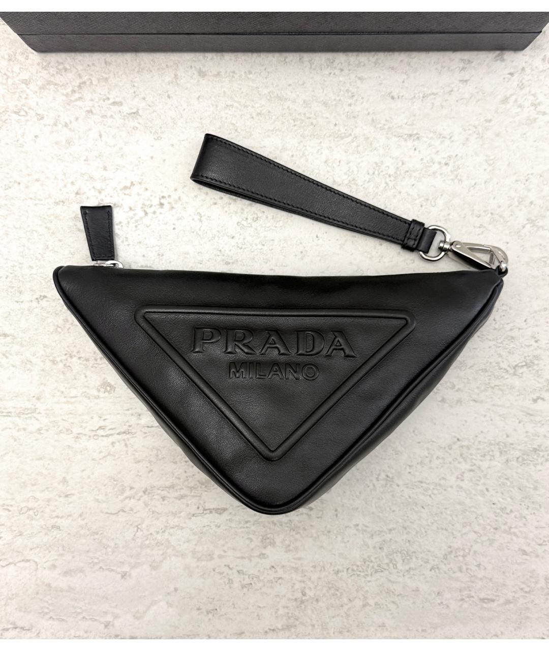 PRADA Черная кожаная барсетка, фото 7
