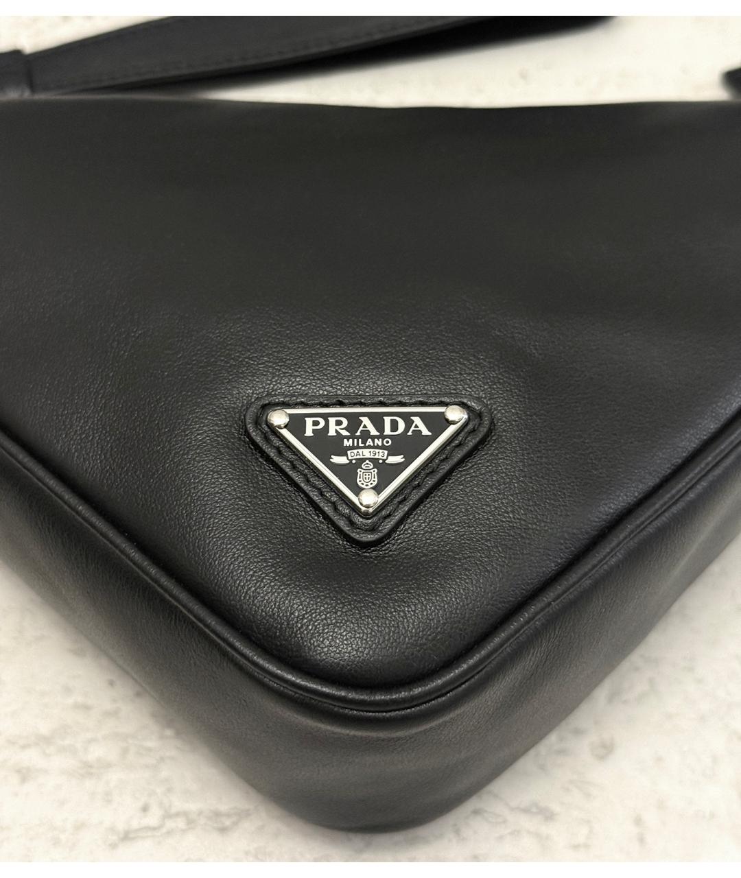 PRADA Черная кожаная барсетка, фото 3