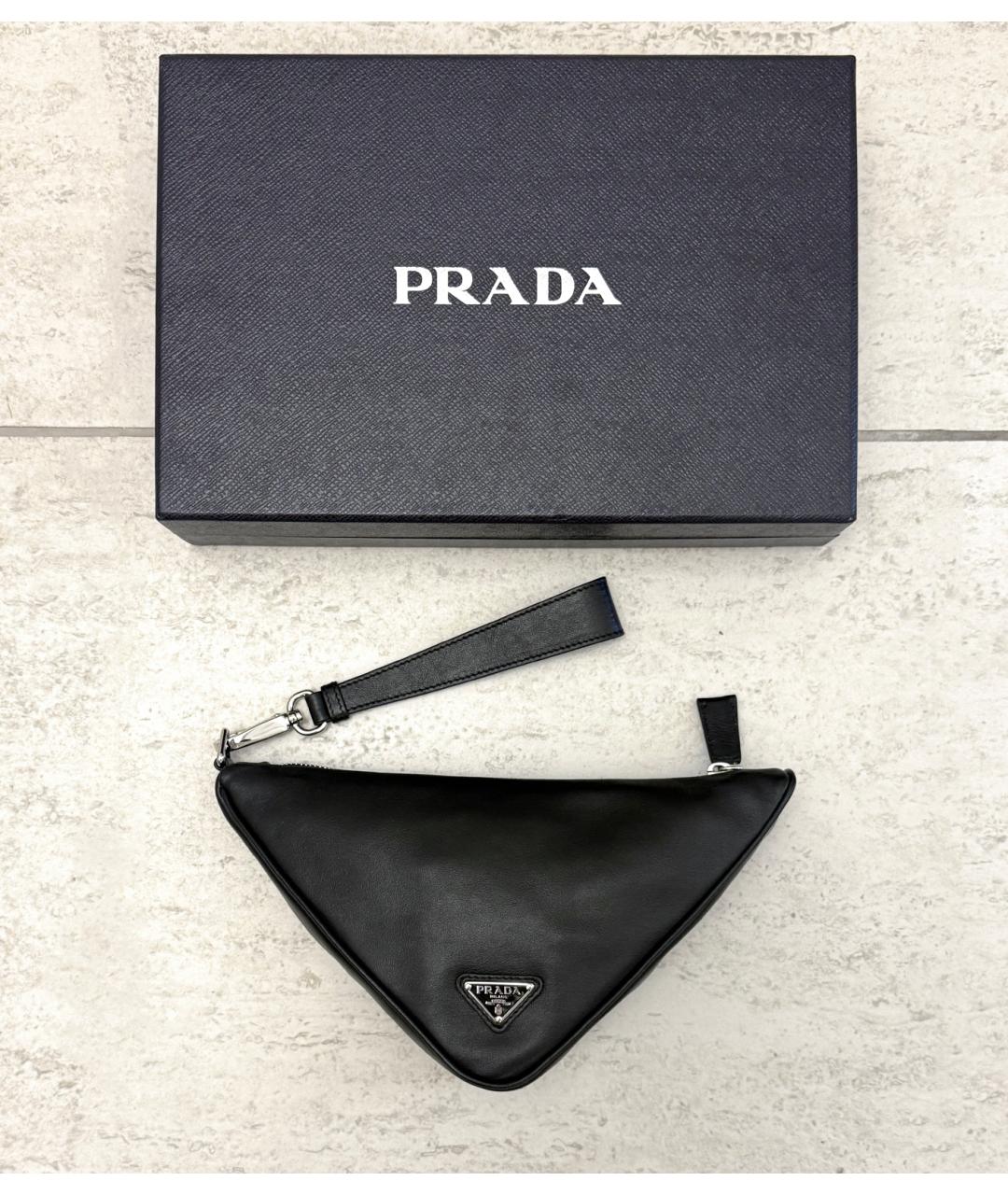 PRADA Черная кожаная барсетка, фото 8
