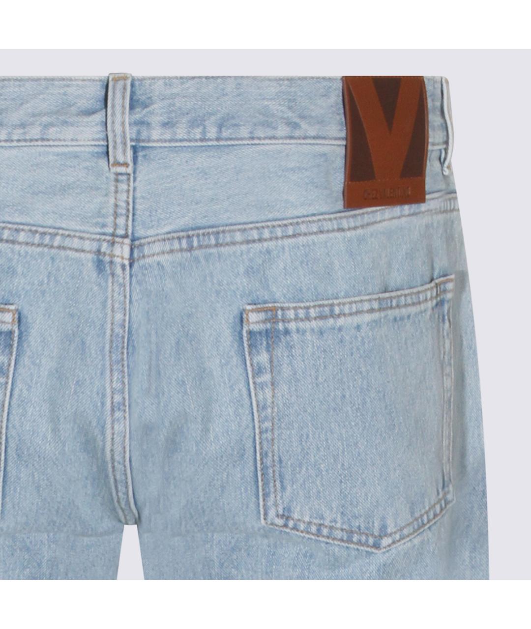 VALENTINO Голубые хлопковые прямые джинсы, фото 4