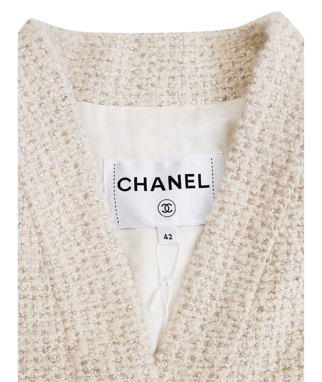 CHANEL Бежевый кашемировый жакет/пиджак, фото 14