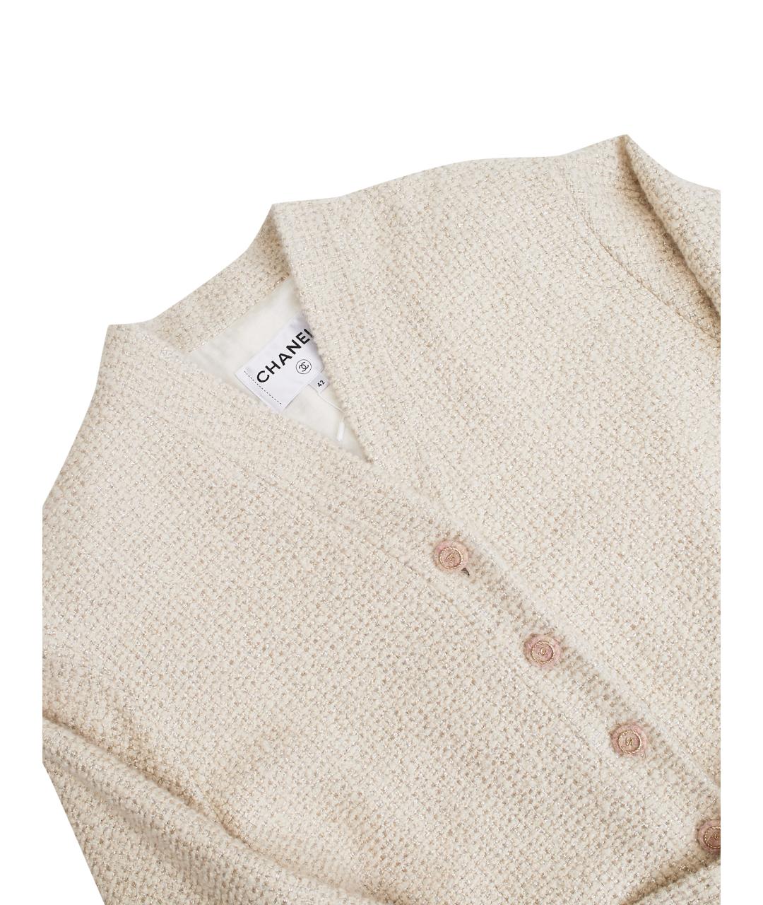 CHANEL Бежевый кашемировый жакет/пиджак, фото 12