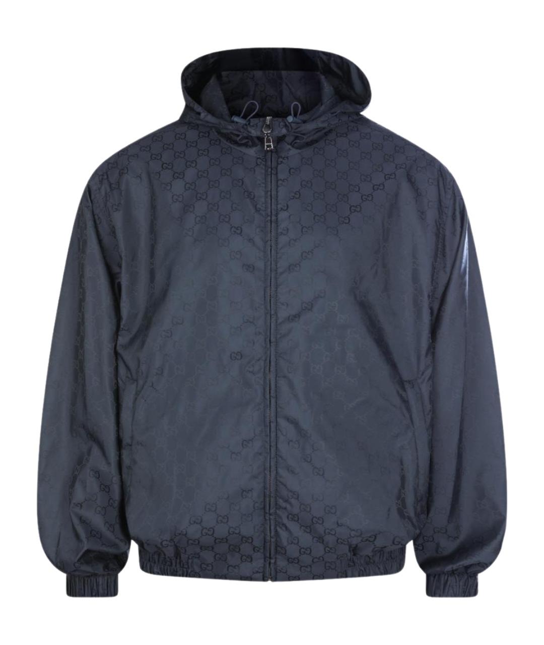 GUCCI Синяя синтетическая куртка, фото 1