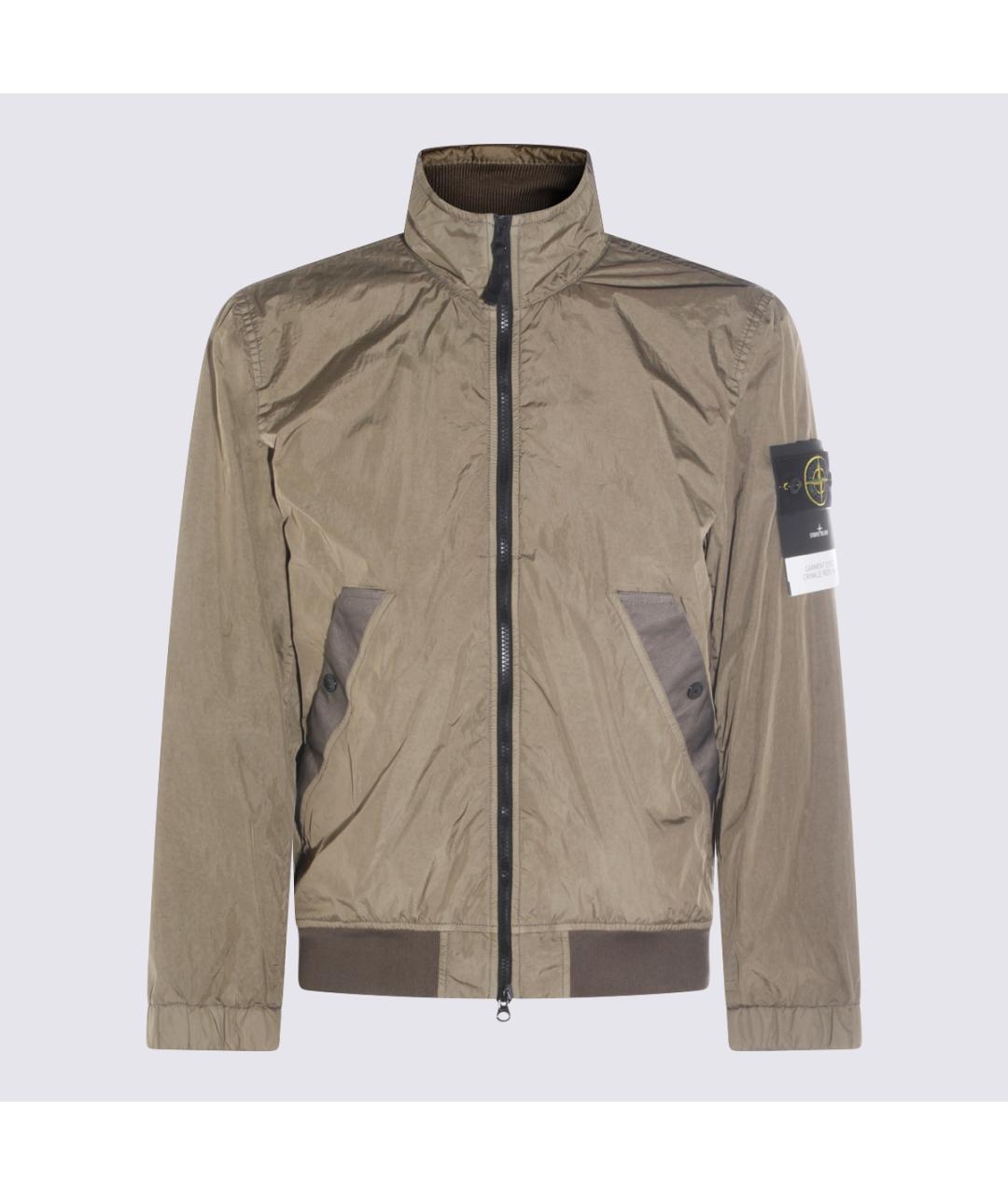 STONE ISLAND Хаки атласная куртка, фото 4