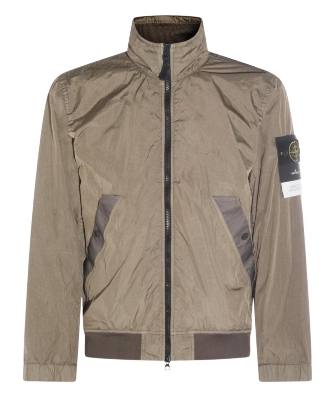 STONE ISLAND Хаки атласная куртка, фото 1