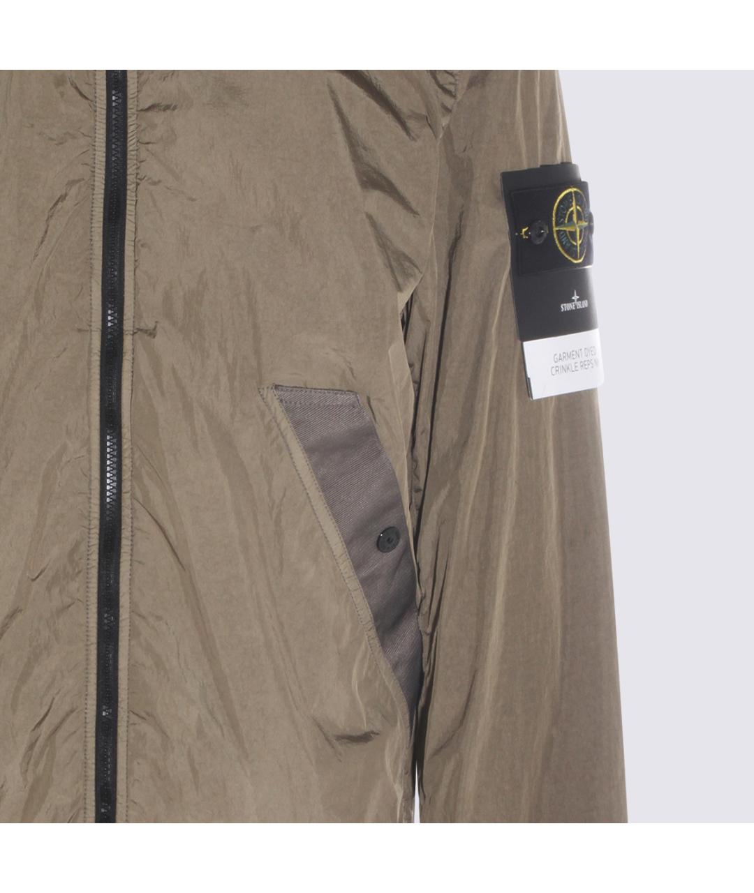 STONE ISLAND Хаки атласная куртка, фото 3