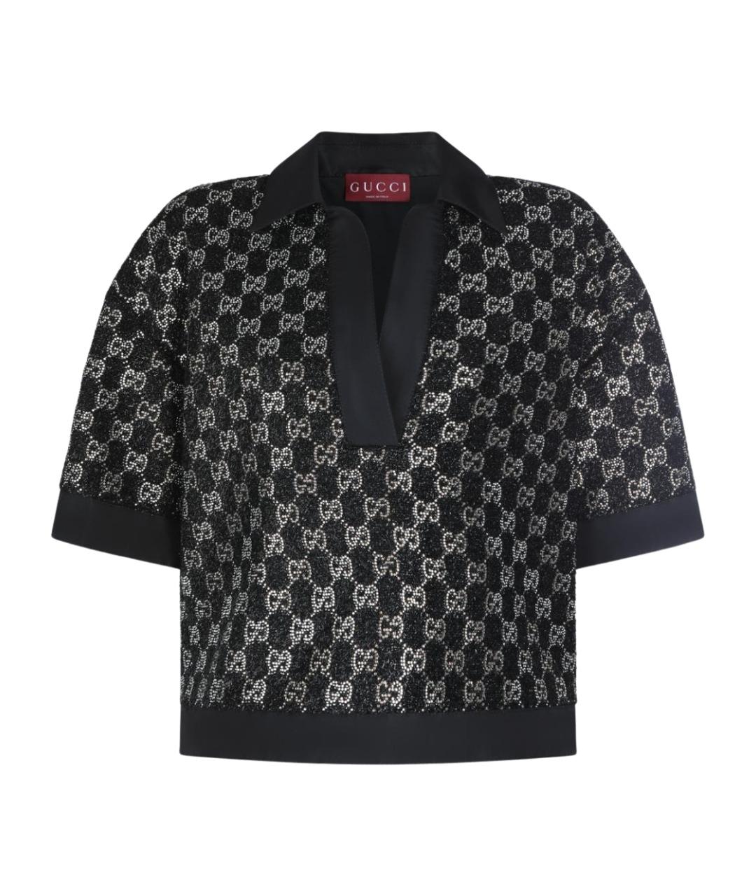 GUCCI Черная вискозная футболка, фото 1