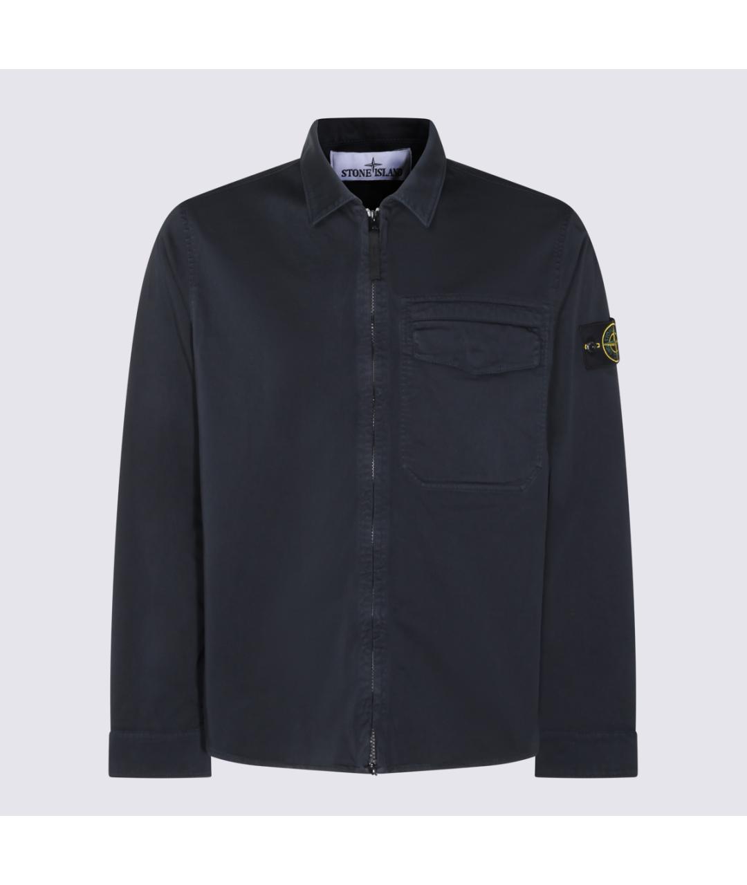 STONE ISLAND Синяя хлопковая кэжуал рубашка, фото 4