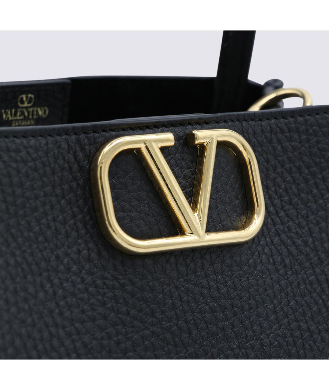 VALENTINO Черная кожаная сумка тоут, фото 4
