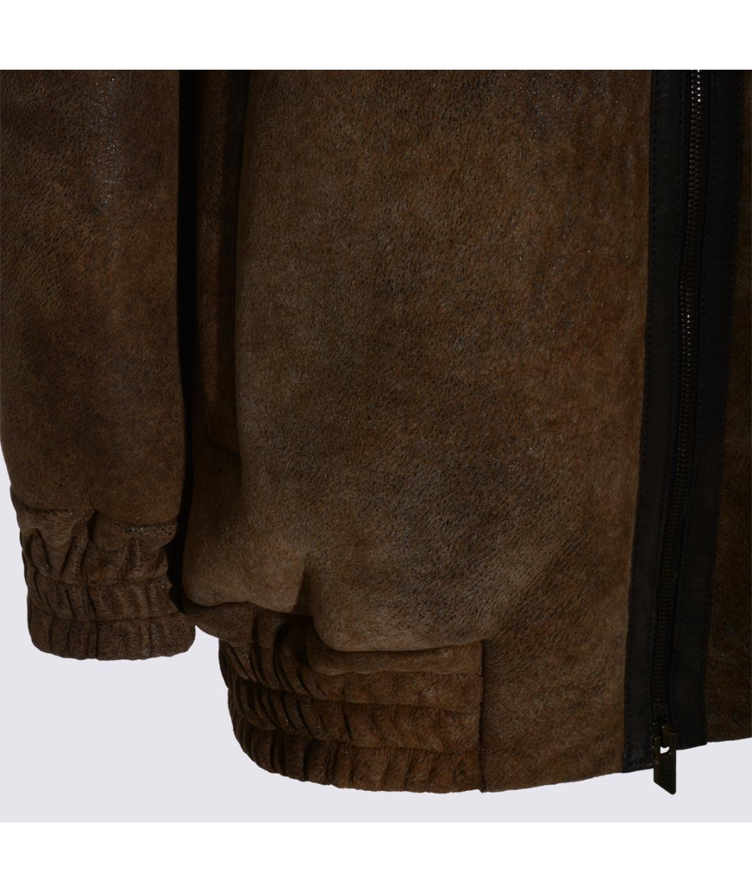 SALVATORE SANTORO Коричневая кожаная куртка, фото 4