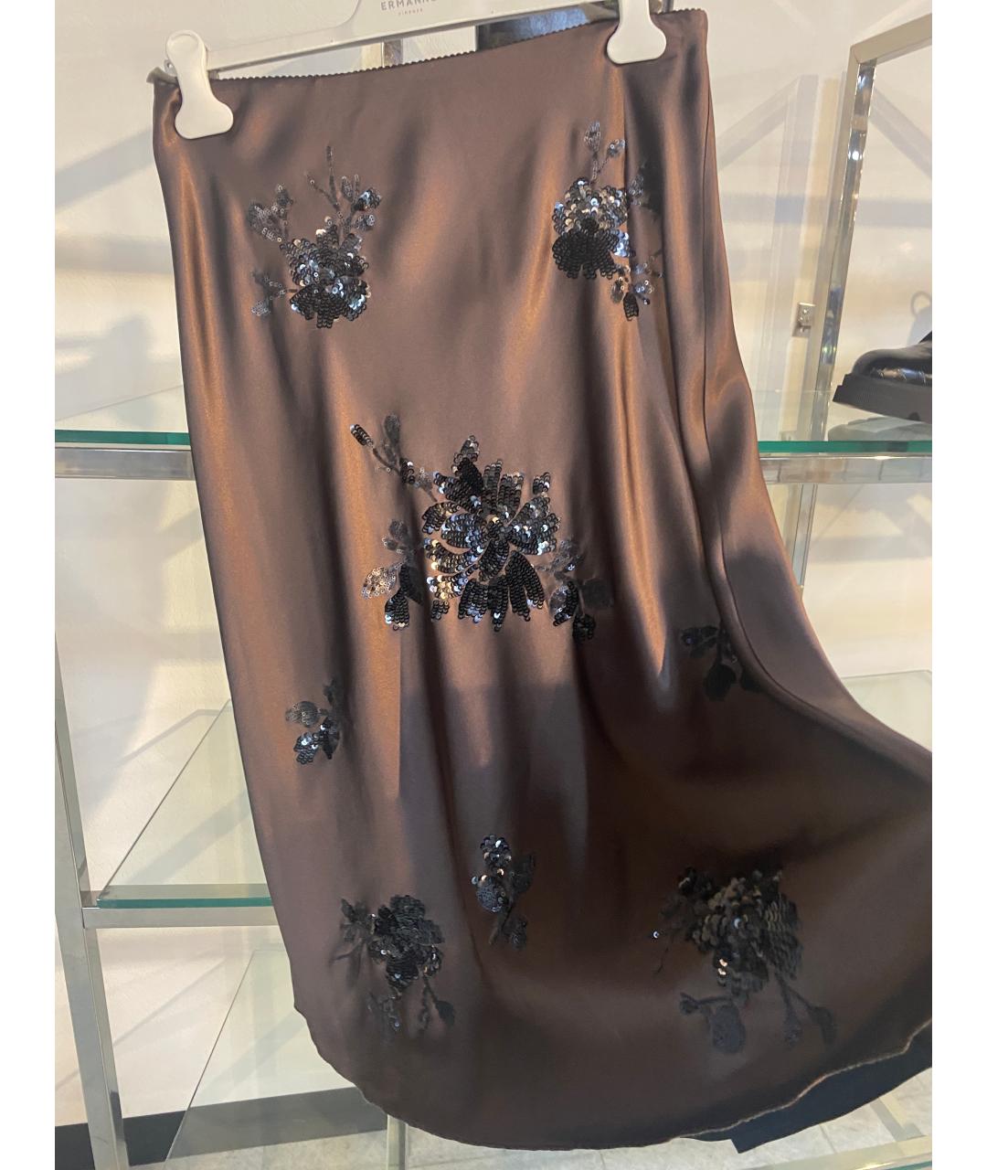 ERMANNO FIRENZE Коричневая ацетатная юбка миди, фото 2