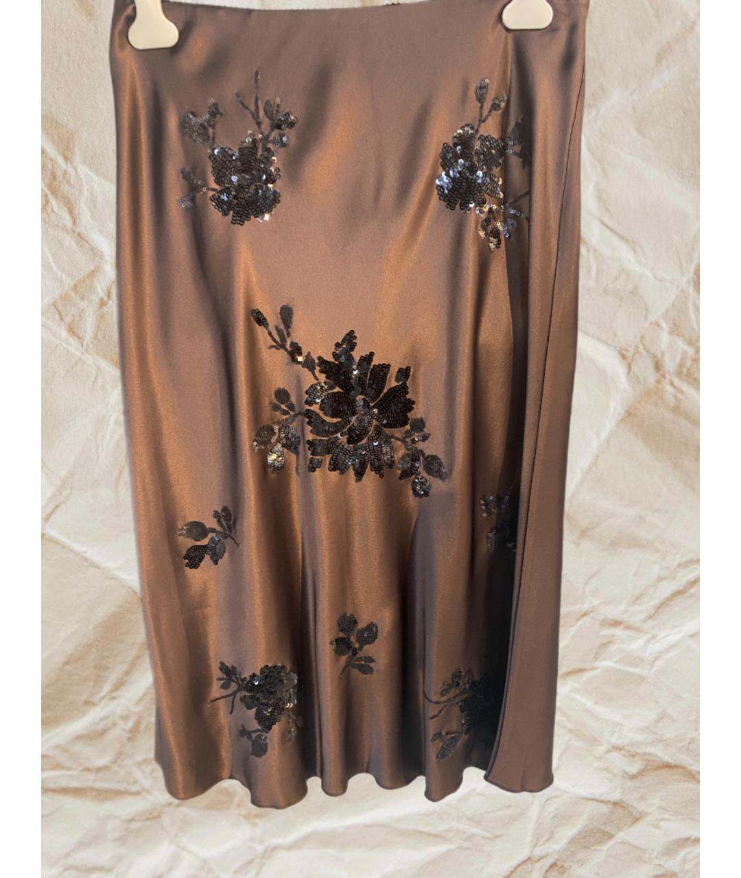 ERMANNO FIRENZE Коричневая ацетатная юбка миди, фото 5