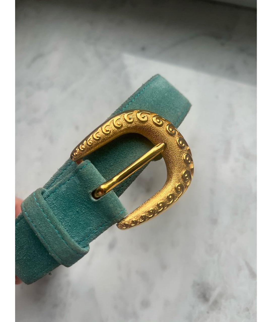 LANVIN Бирюзовый замшевый ремень, фото 2