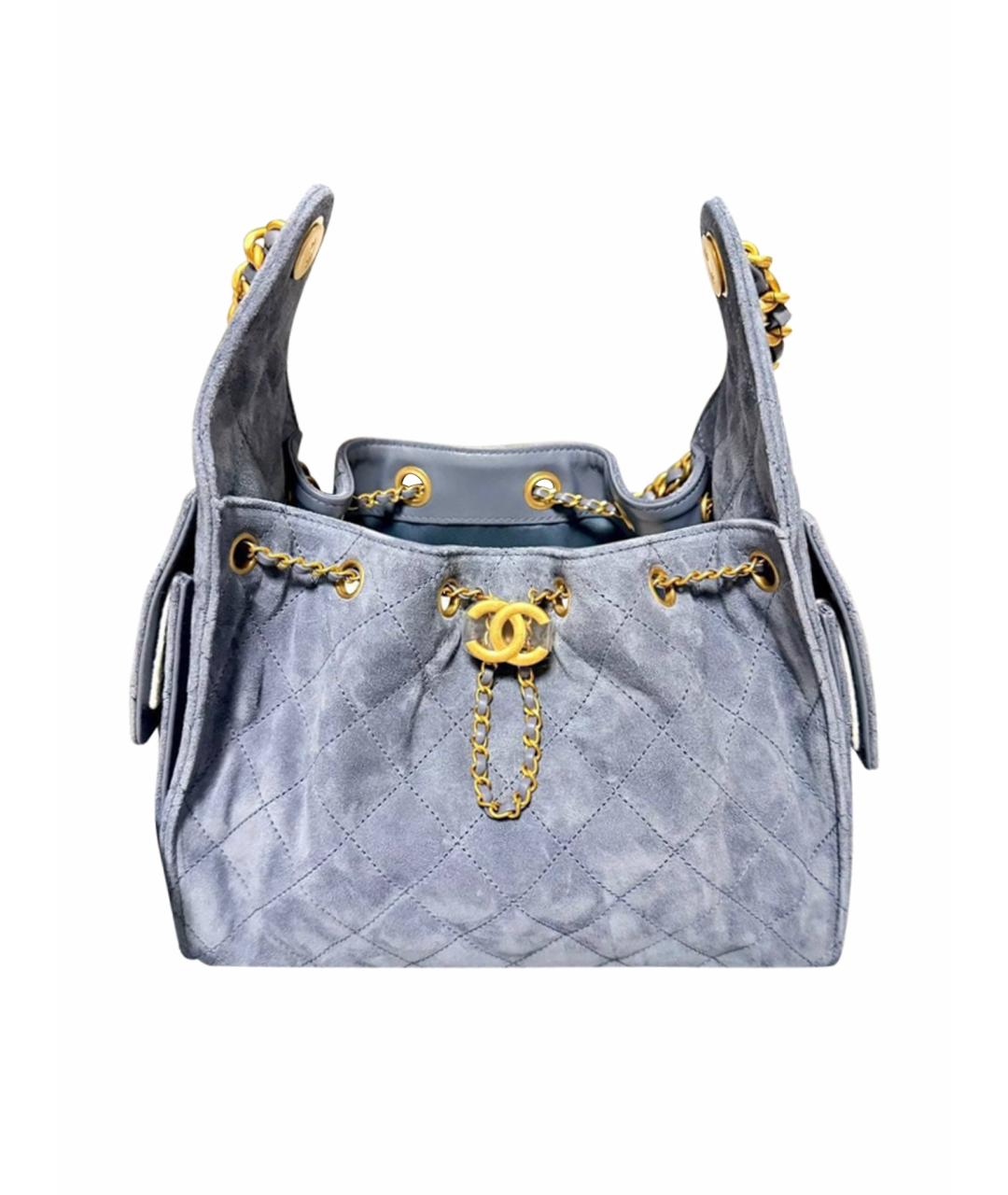 CHANEL Голубая кожаная сумка с короткими ручками, фото 1