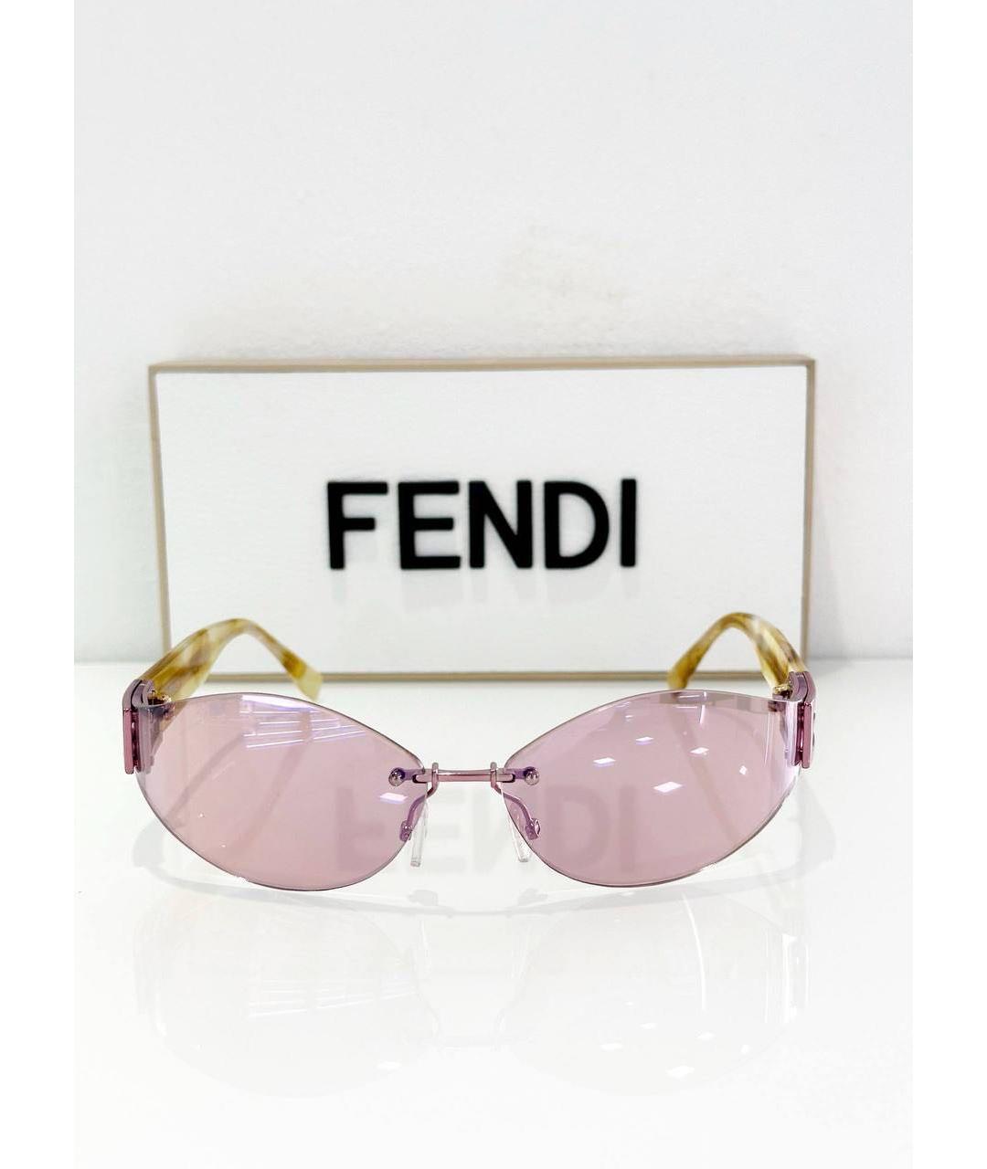 FENDI Розовые пластиковые солнцезащитные очки, фото 8
