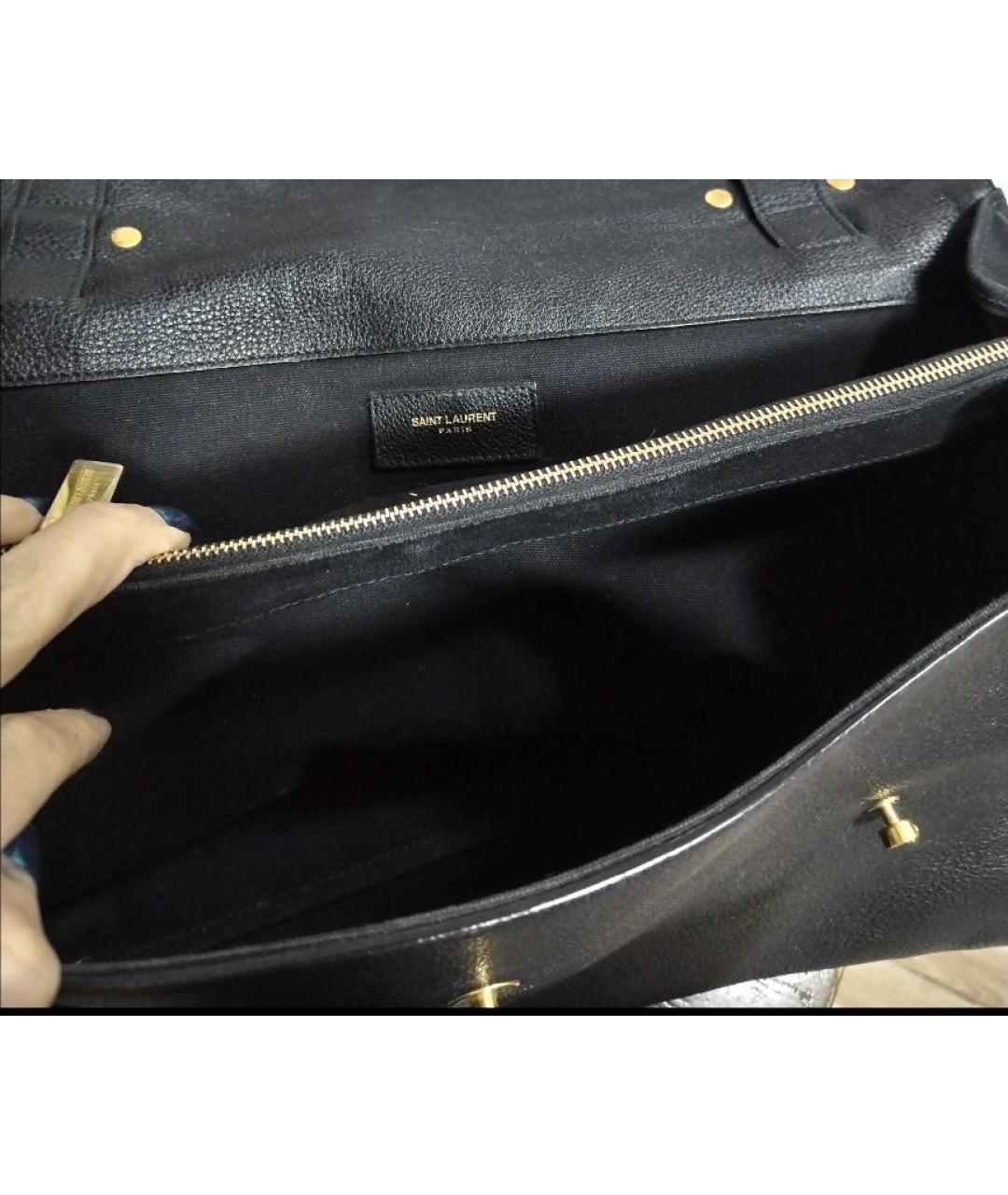 SAINT LAURENT Черная кожаная сумка через плечо, фото 4