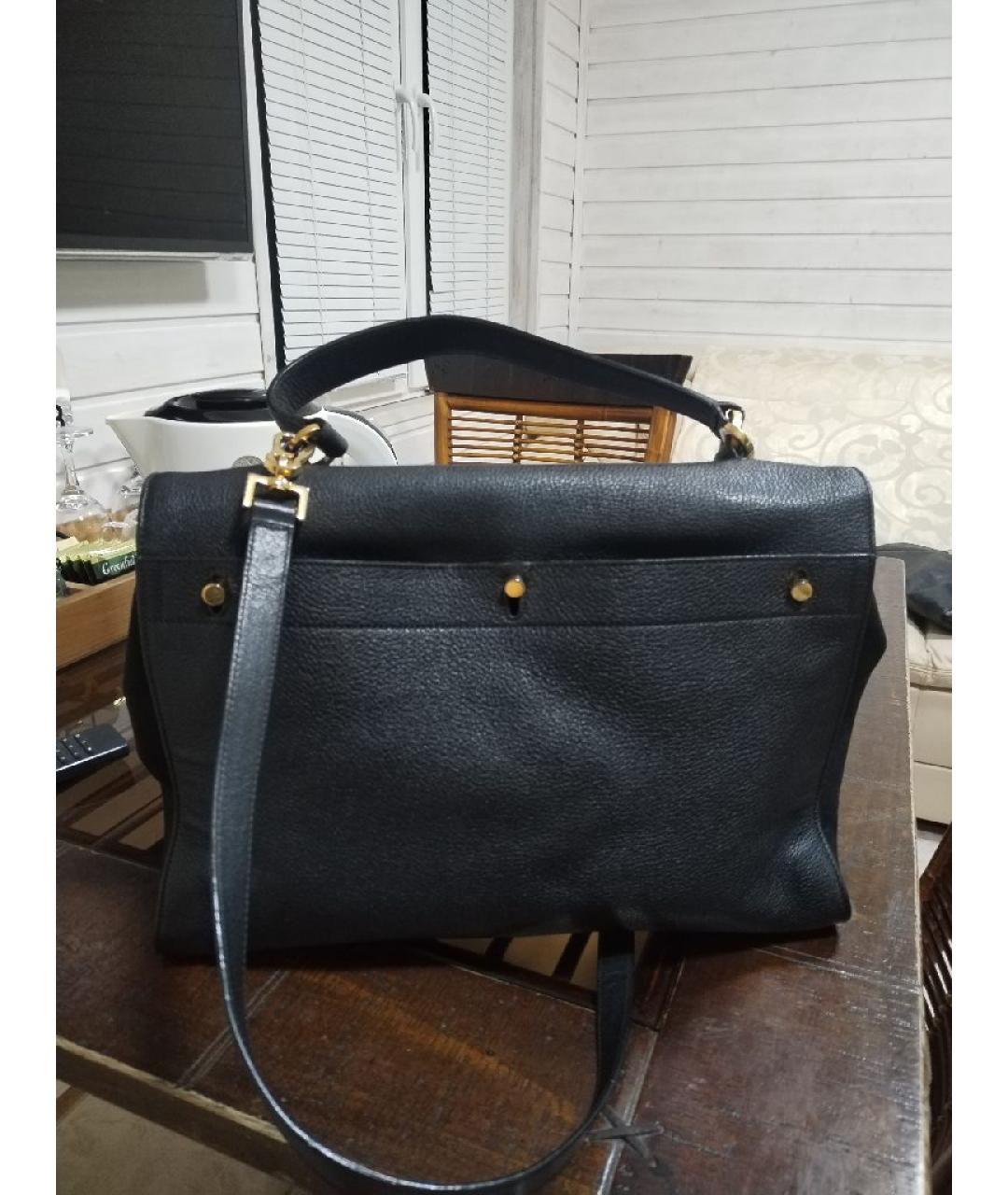 SAINT LAURENT Черная кожаная сумка через плечо, фото 2