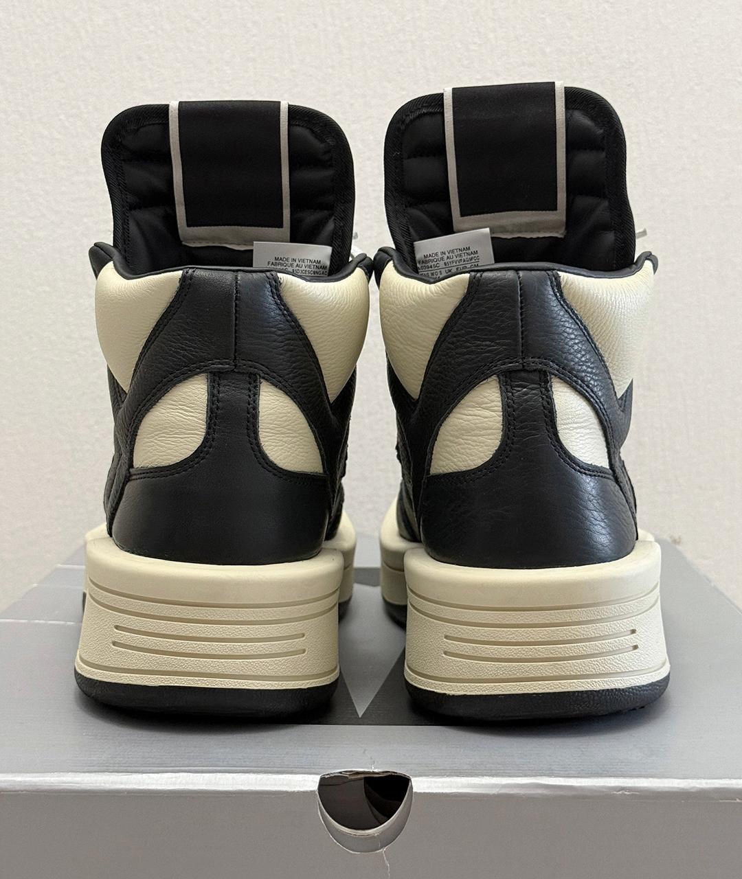 RICK OWENS Черные кожаные высокие кроссовки / кеды, фото 5