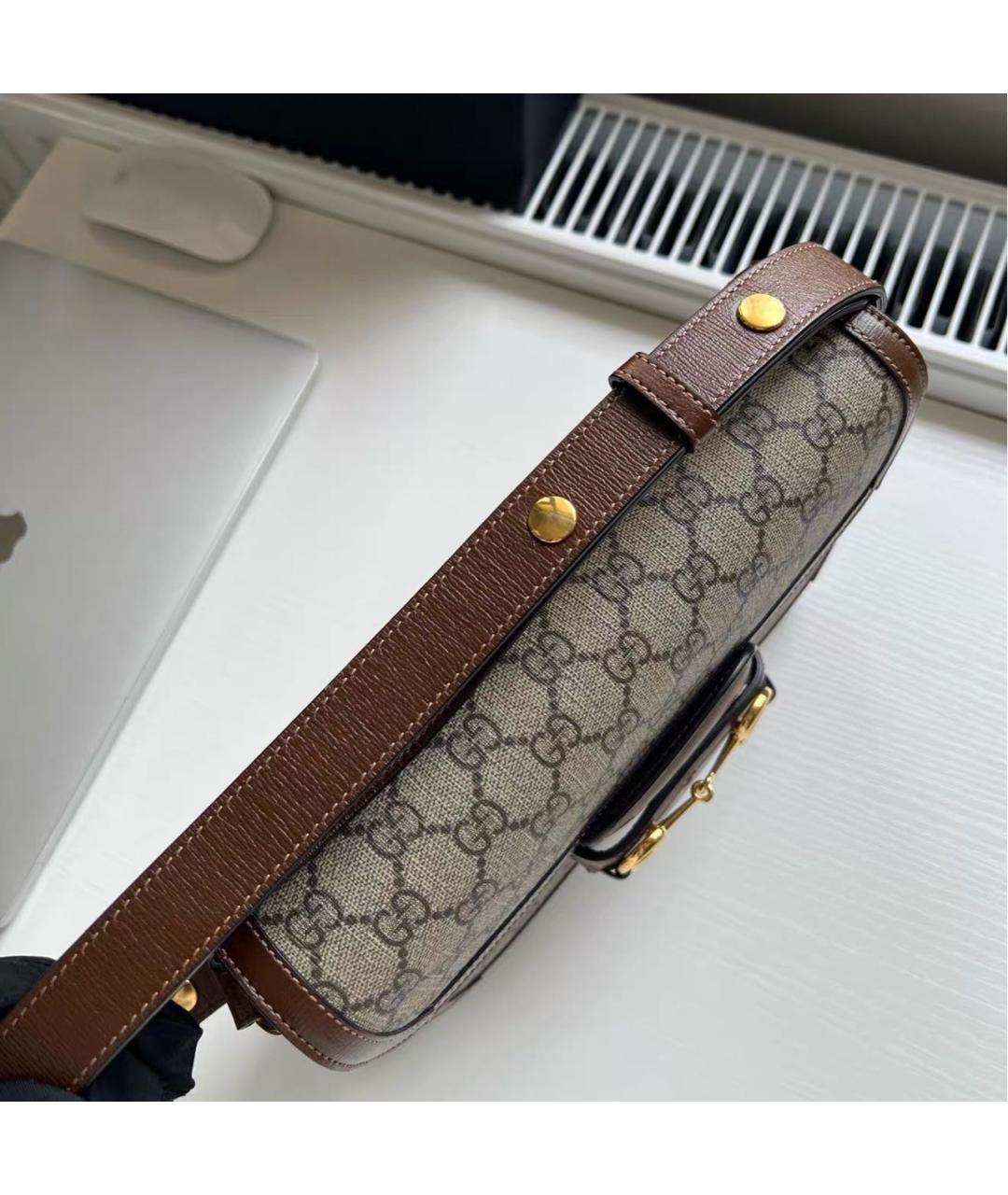 GUCCI Коричневая кожаная сумка через плечо, фото 8
