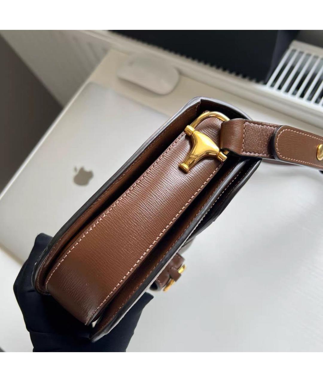 GUCCI Коричневая кожаная сумка через плечо, фото 6