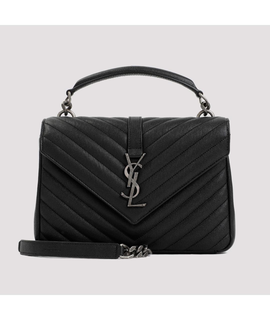 SAINT LAURENT Черная кожаная сумка через плечо, фото 3