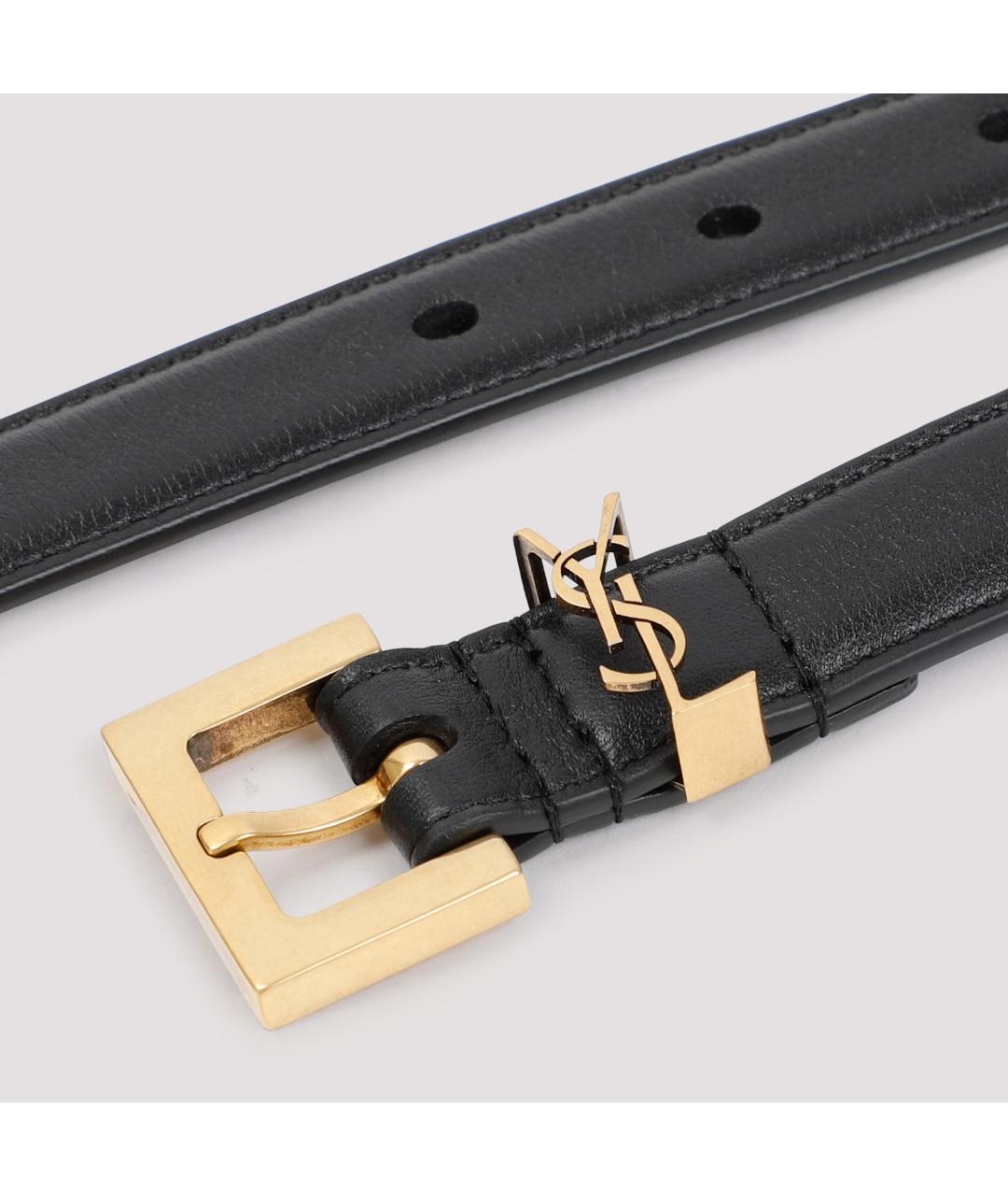 SAINT LAURENT Черный кожаный ремень, фото 3